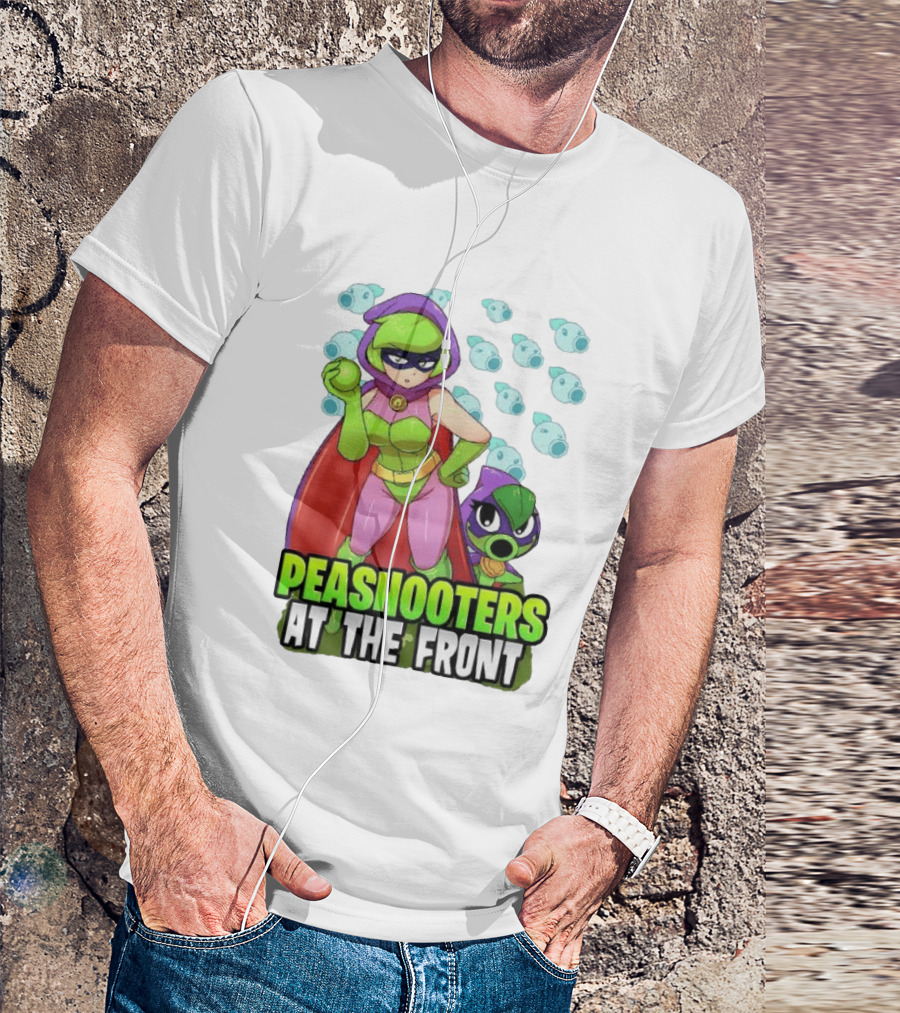 Peashooters At The Front Superhero Style Action Adventure T-Shirt