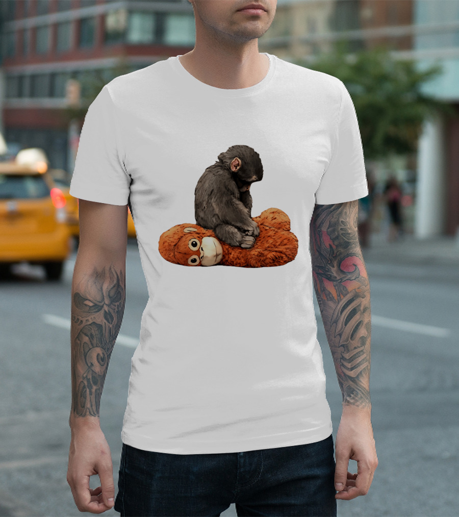 Punch Kun Protect Baby Monkey Comfort Plush Hugging Companion T-Shirt