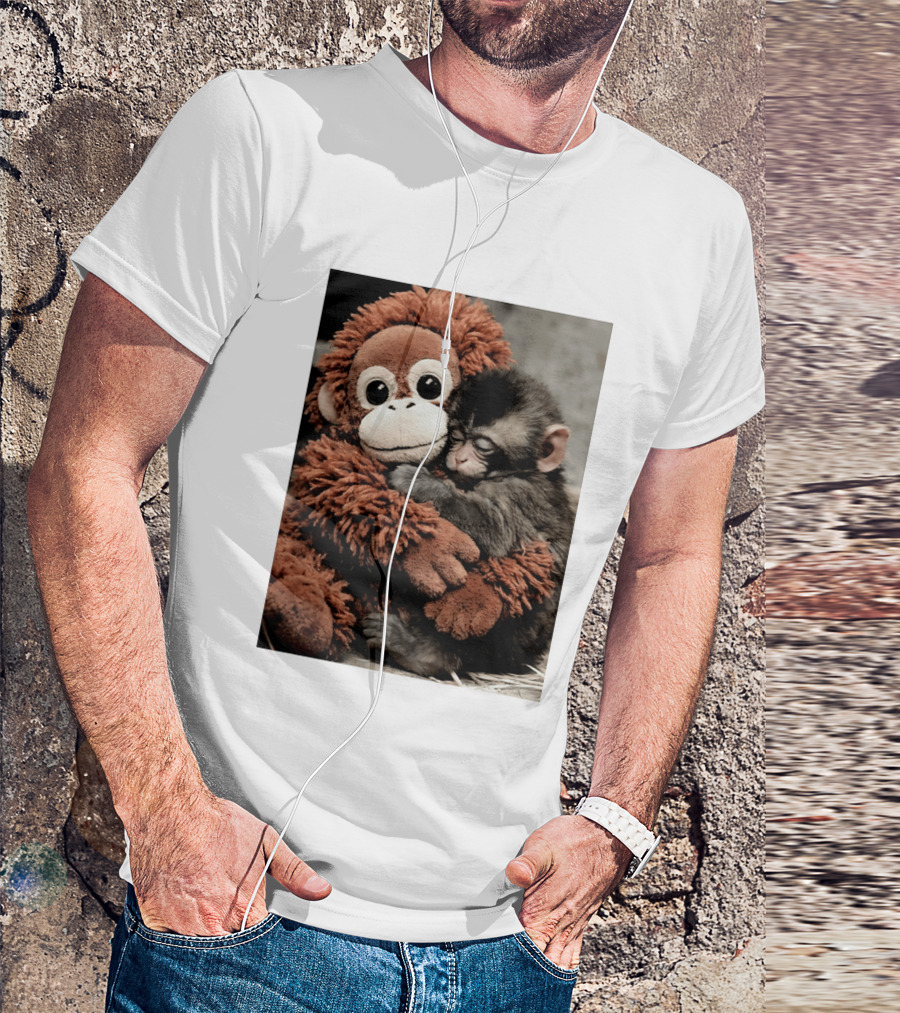 Punch Kun Cuddly Punch Monkey Hugging Plush Toy T-Shirt