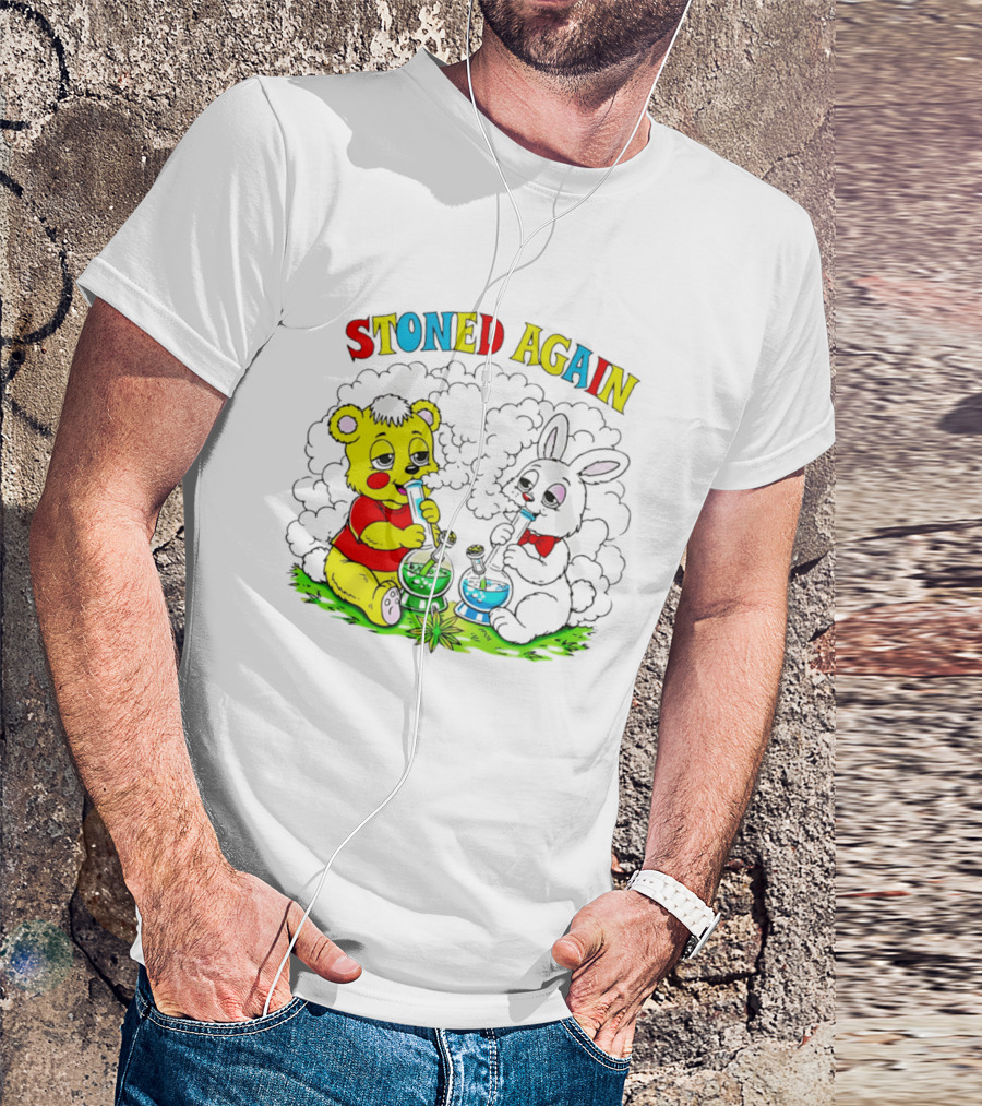 Stoned Again Bears And Rabbits Smoking Weeds T-Shirt