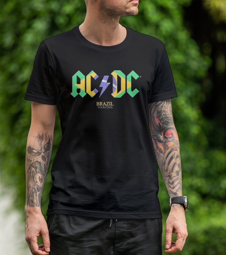 ACDC Brazil Tour 2026 Logo With Flag T-Shirt