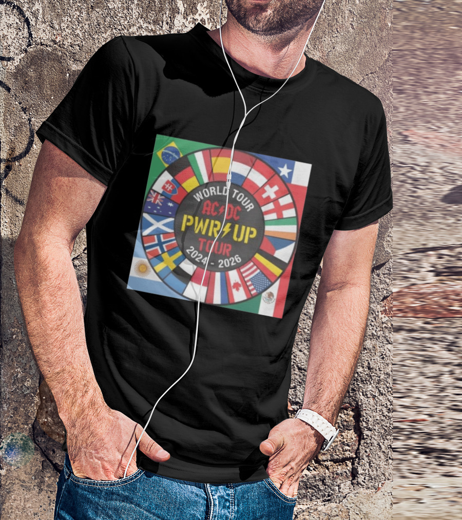 ACDC Pwr Up World Tour 2024 2026 International Flags Edition T-Shirt