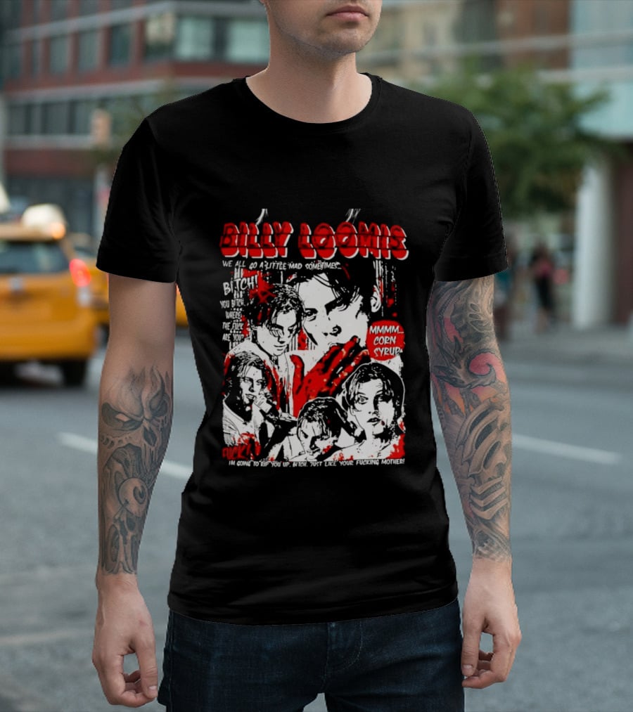 Billy Loomis We All Go A Little Mad Sometimes Horror Movie Icon Scream Blood Red T-Shirt