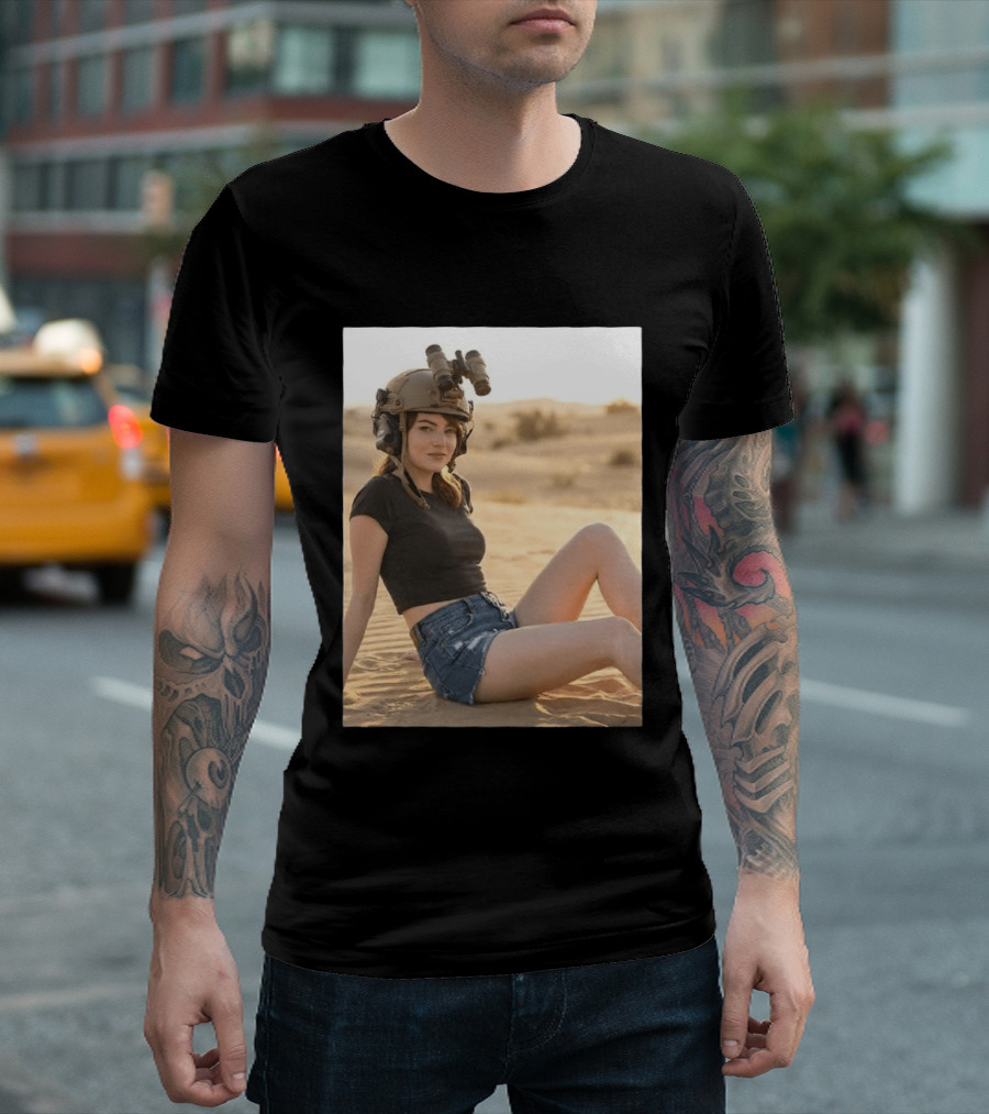 Emma Stone Desert Night Vision Helmet Adventure T-Shirt