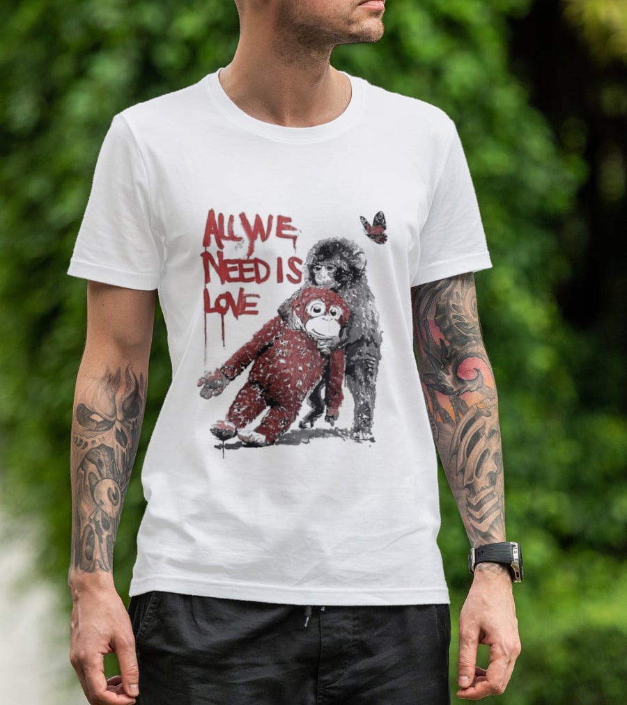 All We Need Is Love Baby Monkey Punch Ikea Doll Japan Zoo T-Shirt