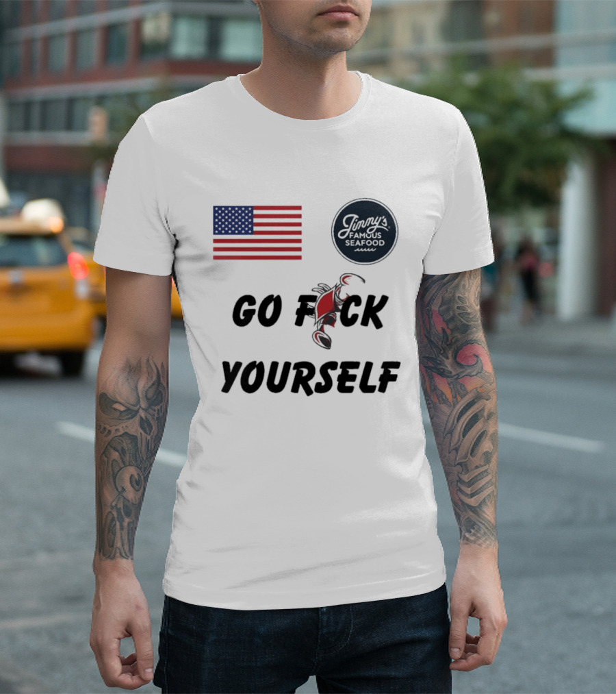 Jimmys Seafood Go F Yourself Crab American Flag T-Shirt