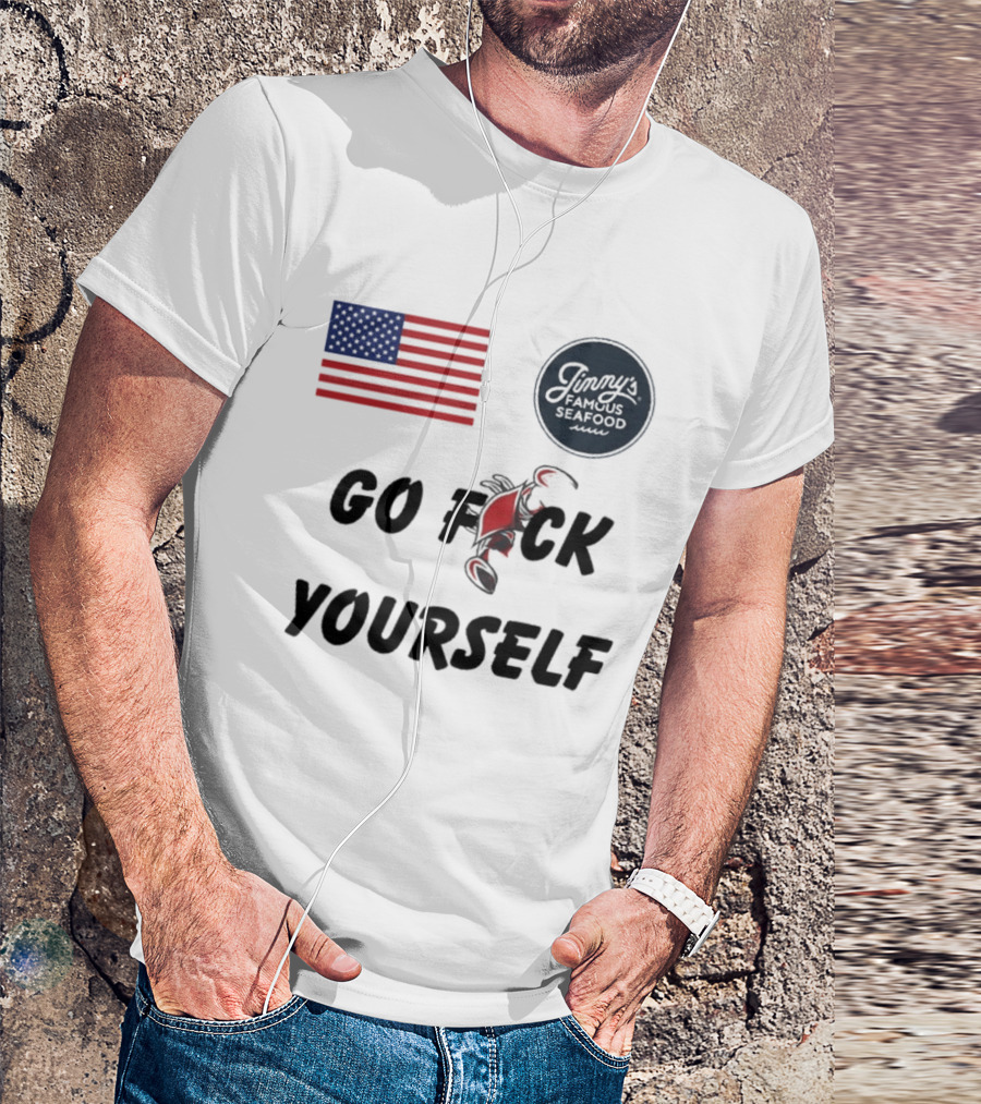 Jimmys Seafood Go F Yourself Crab American Flag T-Shirt