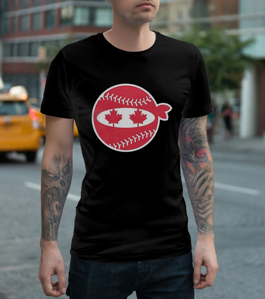 Canada Baseball Maple Leaf Ninja Pitching T-Shirt