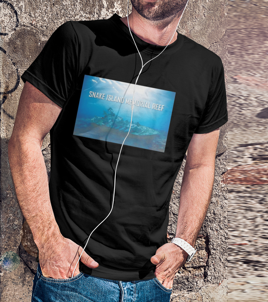 Snake Island Memorial Reef Submerged Ship Ocean Scene T-Shirt