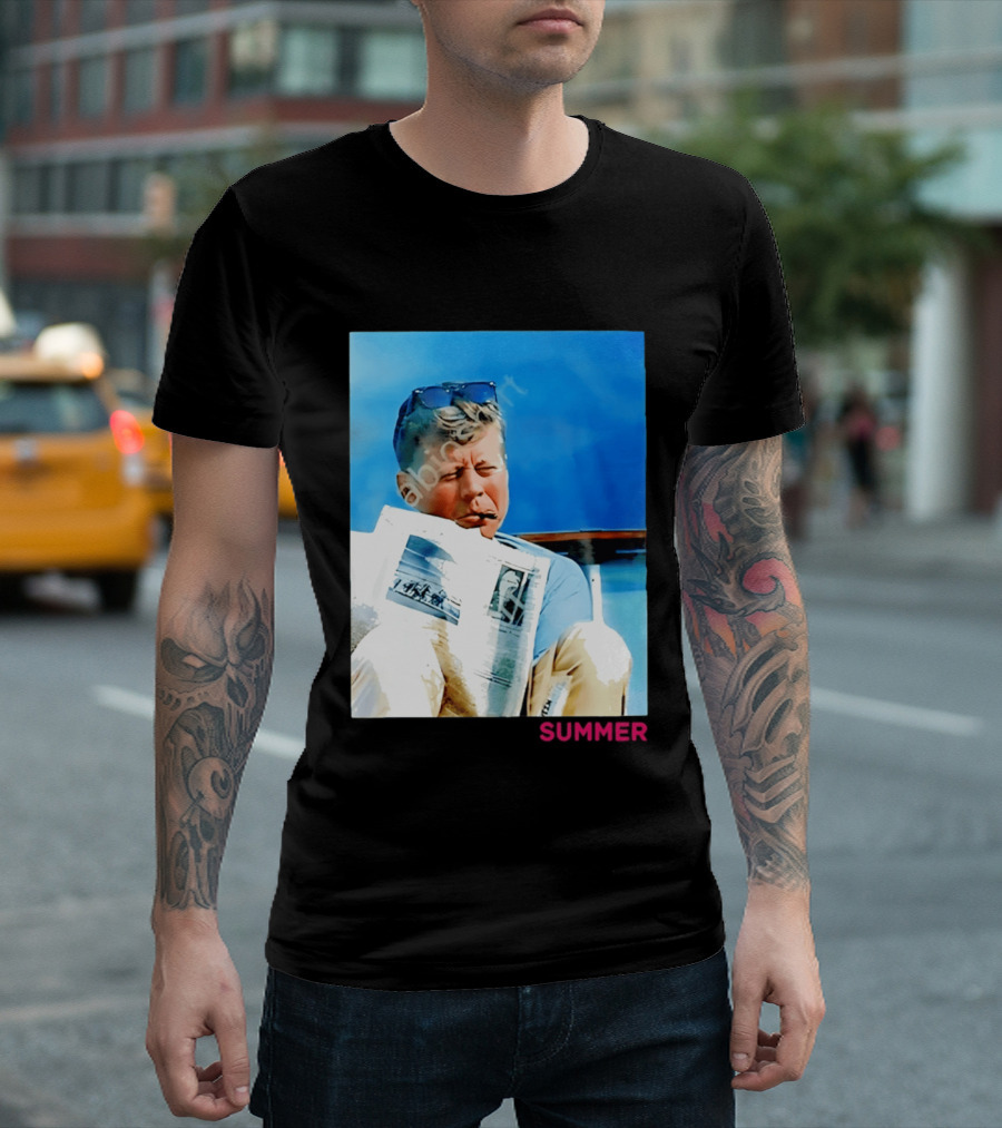 Barstool Sports JFK Summer Sunglasses Reading News T-Shirt