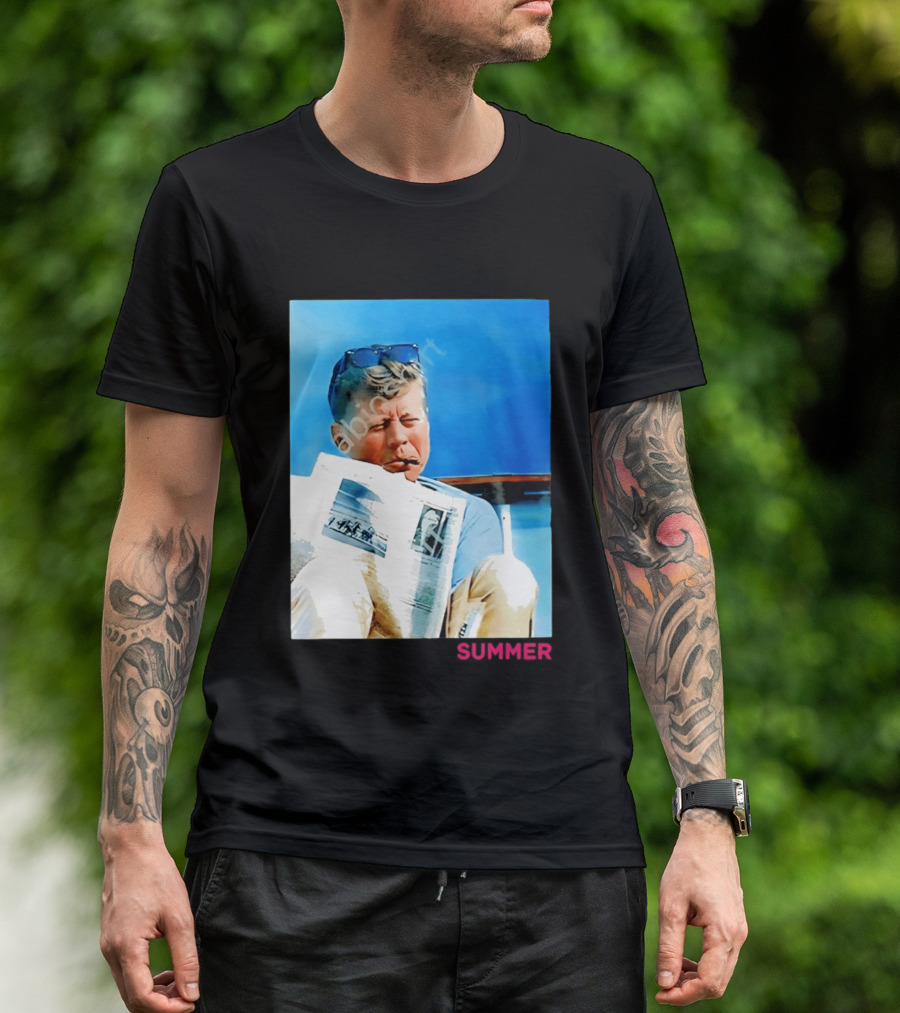 Barstool Sports JFK Summer Sunglasses Reading News T-Shirt