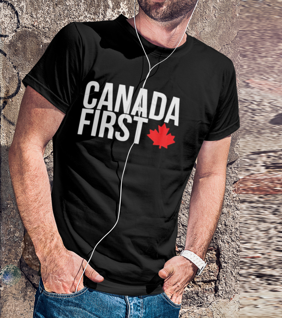 Canada First Baseball Red Maple Leaf T-Shirt