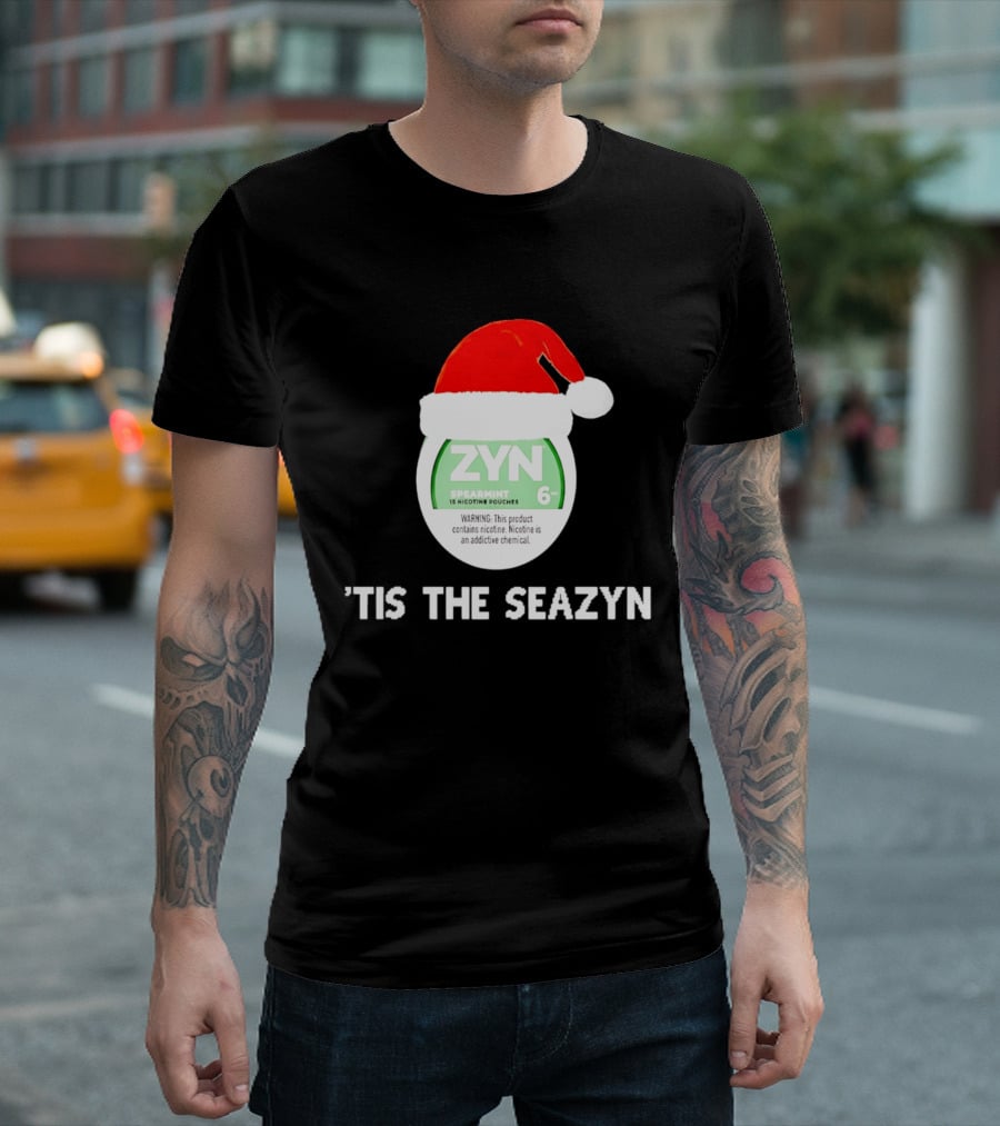 Zyn Spearmint Christmas Tis The Seazyn With Santa Hat T-Shirt