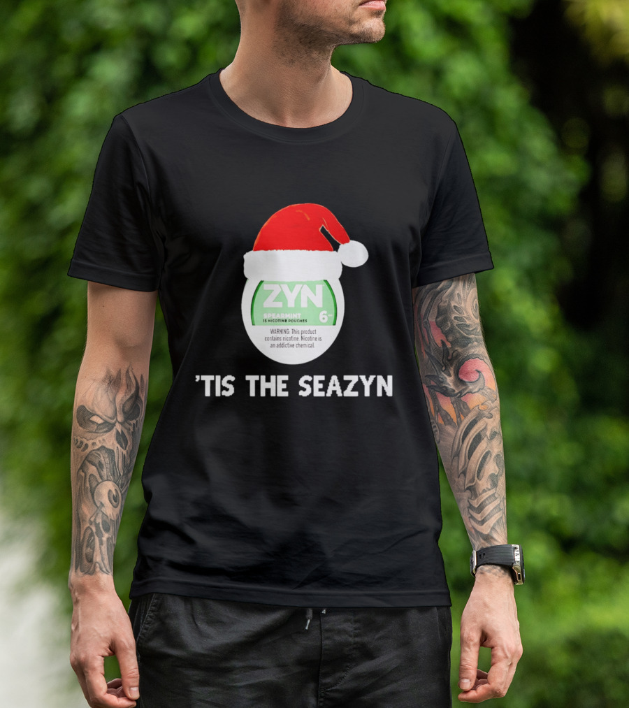 Zyn Spearmint Christmas Tis The Seazyn With Santa Hat T-Shirt