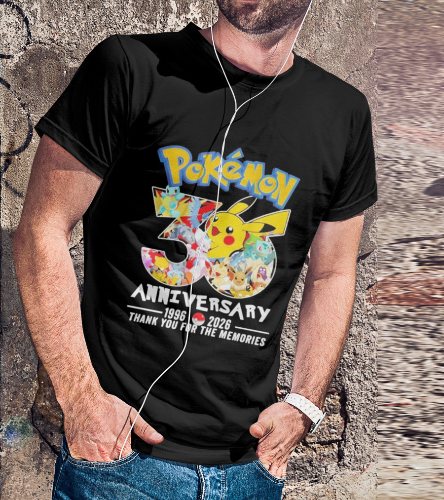Pokémon 30th Anniversary 1996 2026 Thank You For The Memories T-Shirt