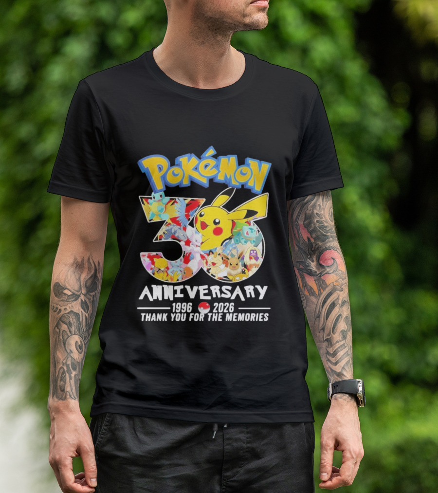 Pokémon 30th Anniversary 1996 2026 Thank You For The Memories T-Shirt