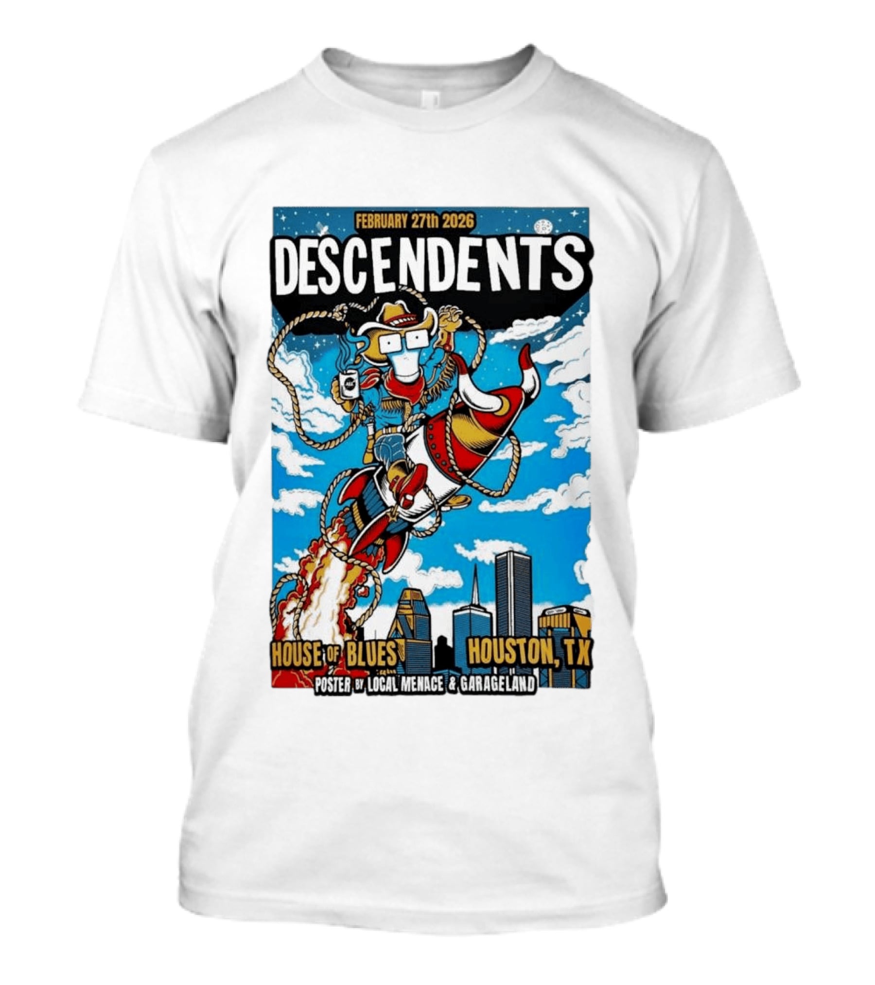 Descendents House Of Blues Houston TX February 27 2026 Rocket Cowboy T-Shirt