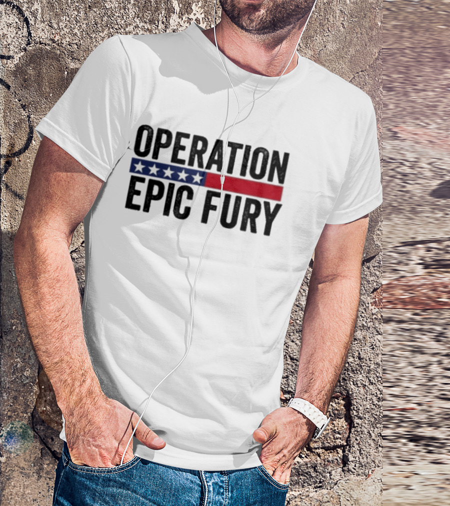 Operation Epic Fury US Iran Five Star Patriot Banner T-Shirt
