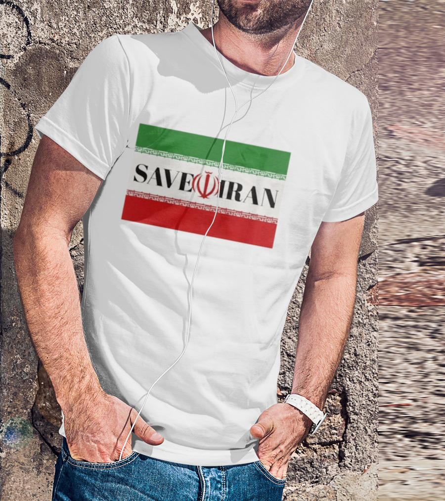 Save Iran National Symbol Emblem Green White Red T-Shirt
