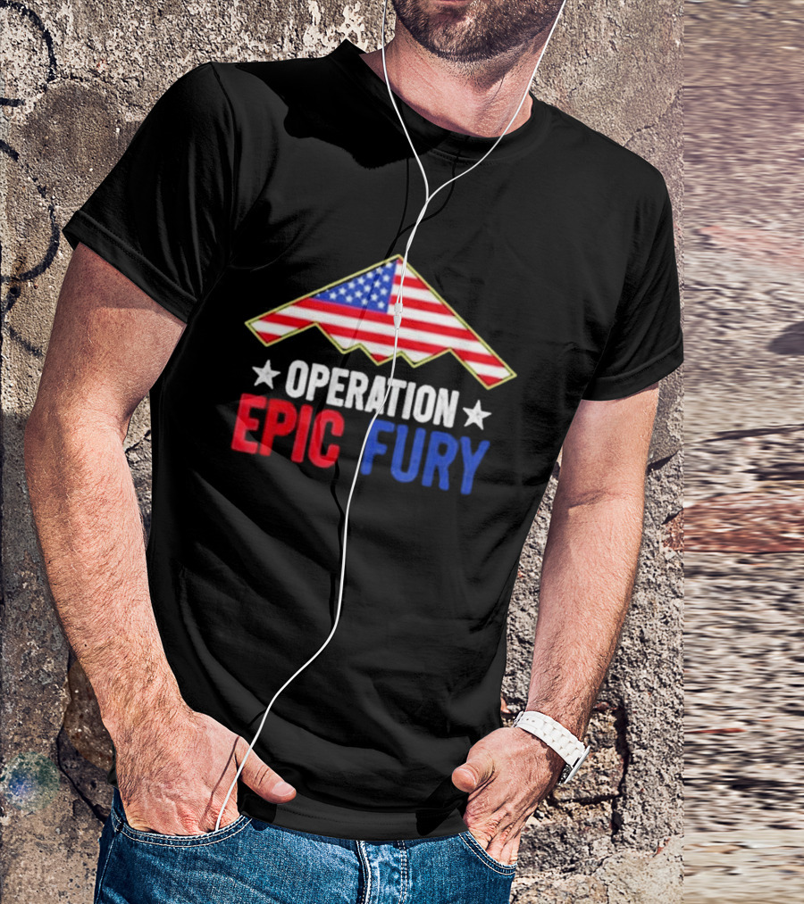 Operation Epic Fury 2026 American Flag Motif T-Shirt