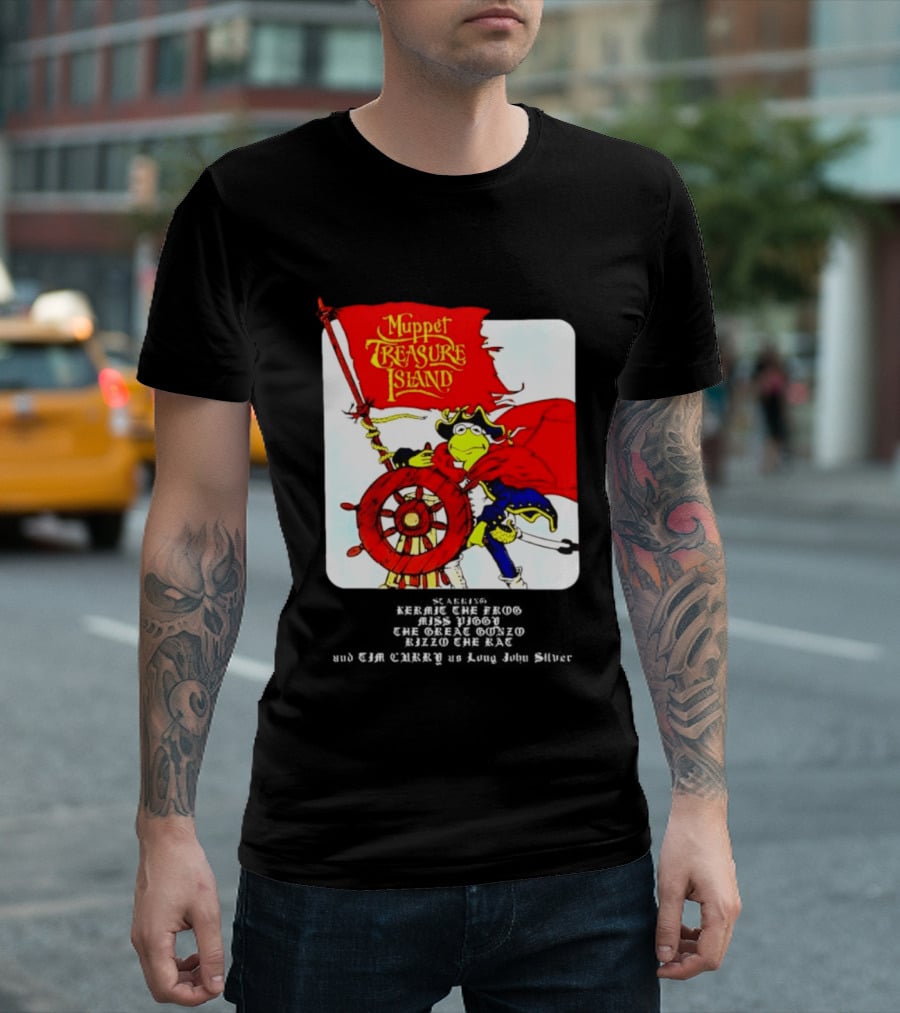 Kermit The Frog Muppet Treasure Island 1996 Steering Pirate Ship T-Shirt