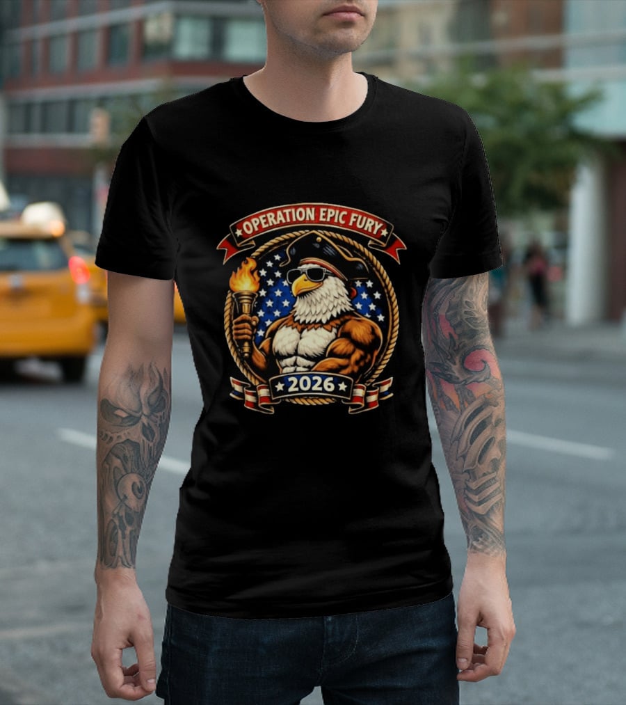 Operation Epic Fury 2026 Patriotic Eagle Muscle T-Shirt