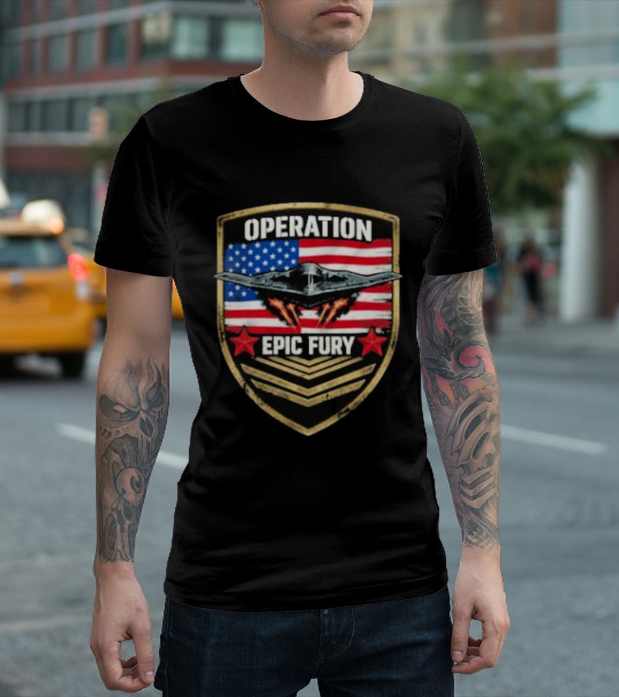 Operation Epic Fury American Flag Military Air Force Veteran T-Shirt