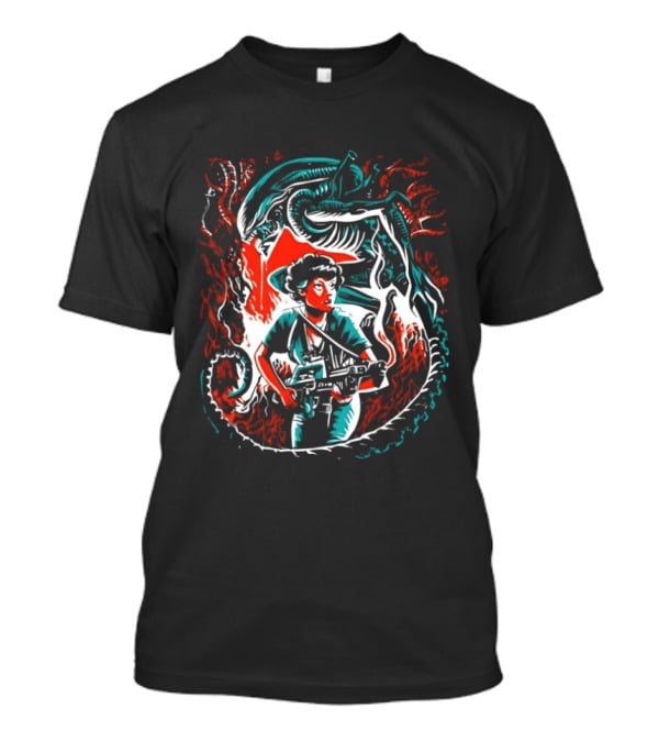Alien Ripley Xenomorph Hunter Hunted Iconic Sci Fi Battle T-Shirt