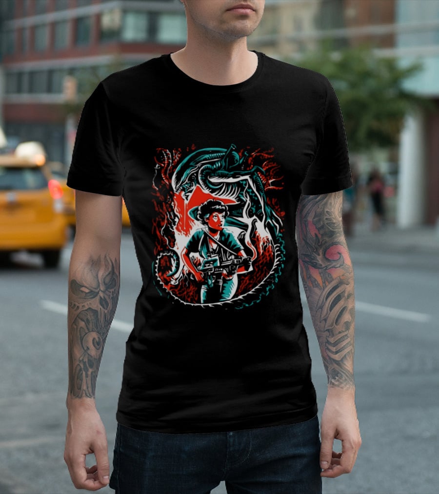 Alien Ripley Xenomorph Hunter Hunted Iconic Sci Fi Battle T-Shirt