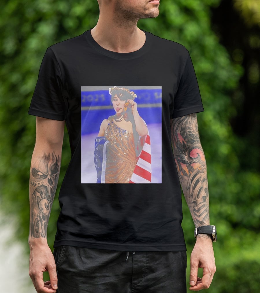 Alysa Liu Gold Medal USA Team Celebration With American Flag T-Shirt