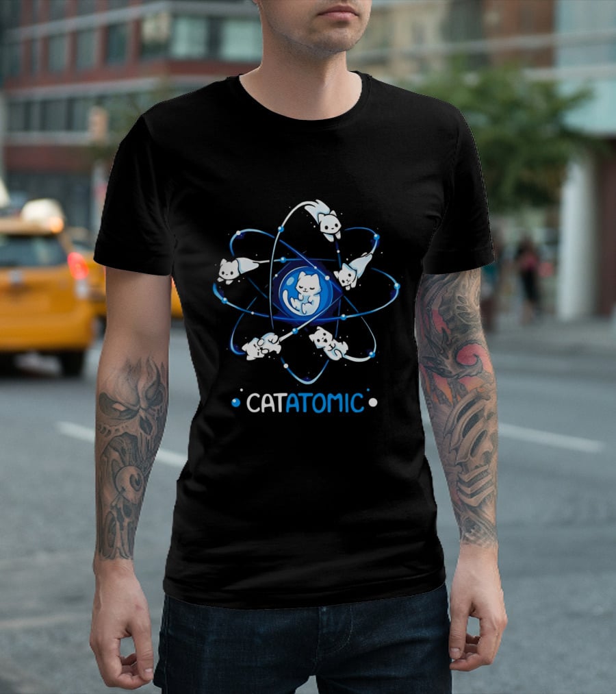Catatomic Cats In Atomic Structure With Orbiting Kittens T-Shirt