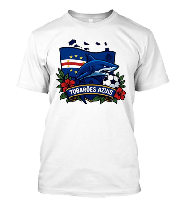 Tubaroes Azuis Cape Verde Football Team Crest With Shark And Soccer Ball T-Shirt