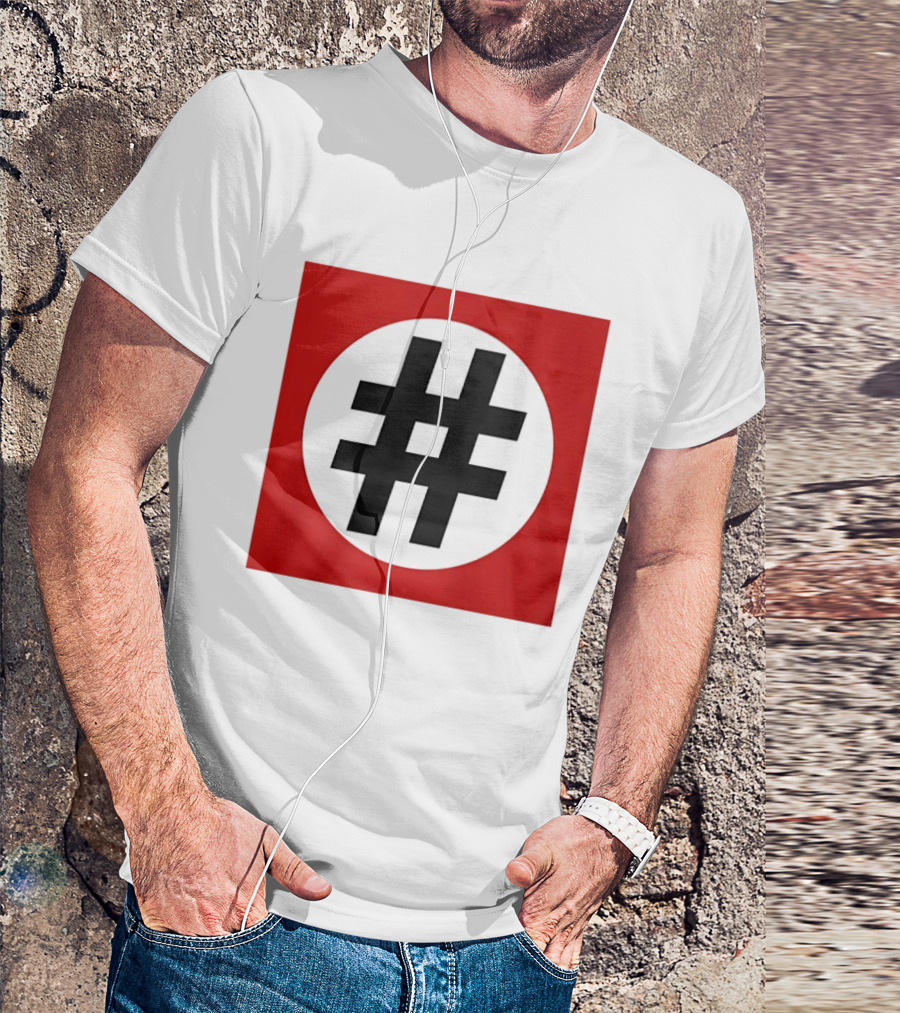 Hashtag Symbol Black On Red Square T-Shirt