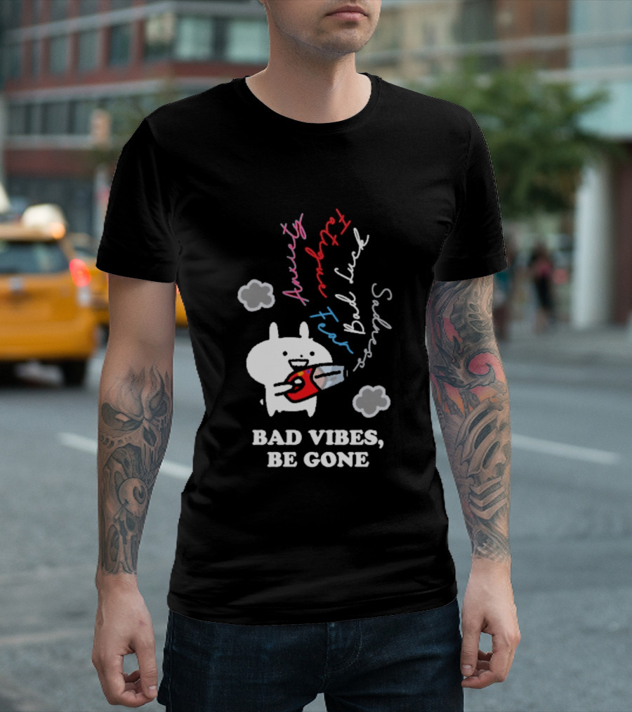 Usagyuuun Bad Vibes Be Gone Lucky Fast Silver Happiness T-Shirt