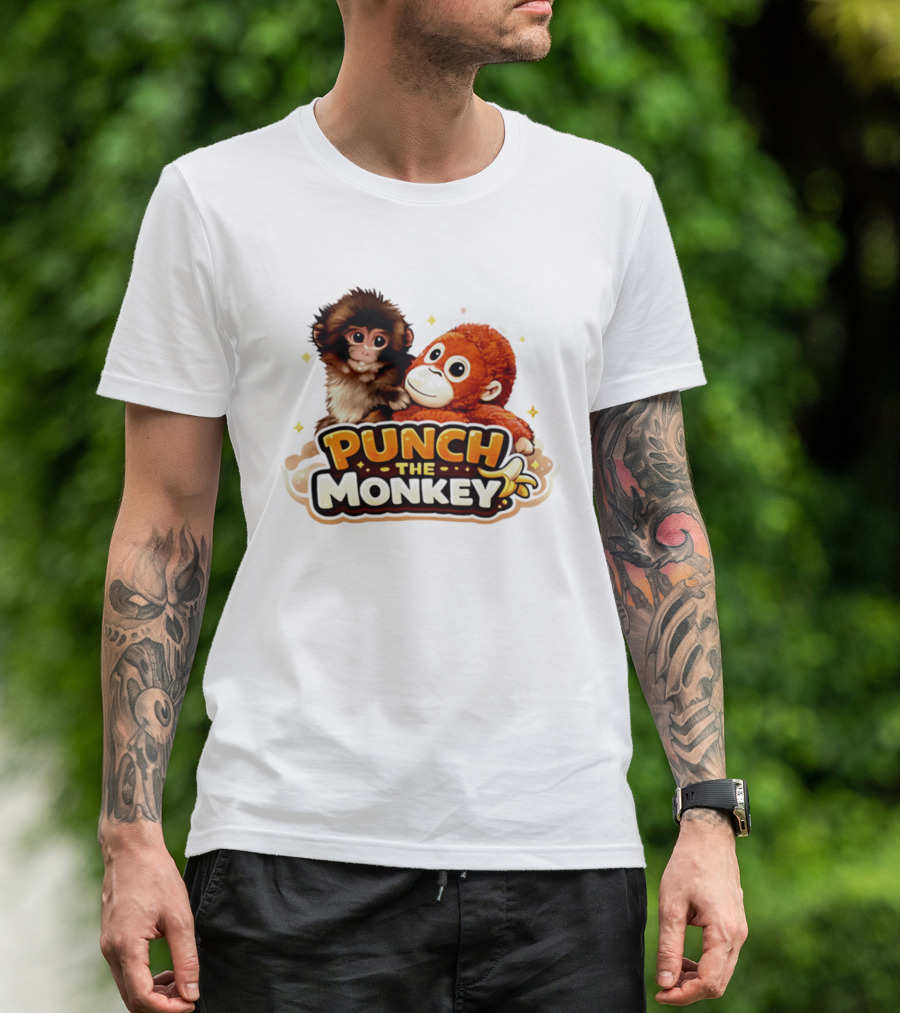 Punch The Monkey Cute Plush Cartoon T-Shirt