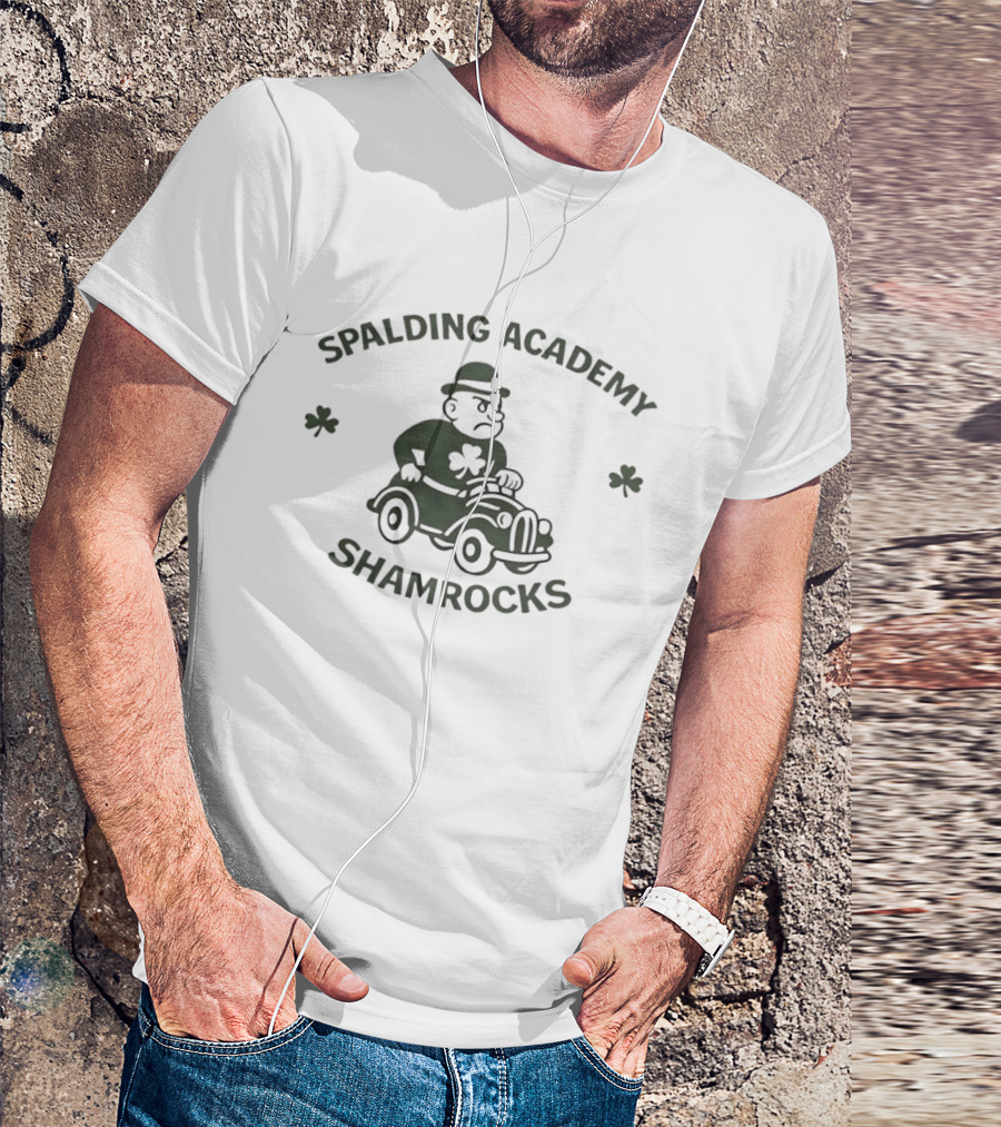Spalding Academy Shamrocks Vintage Car T-Shirt