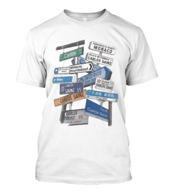 Carlos Sainz Signs Circuit Racing Directions Formula 1 Pilgrimage T-Shirt