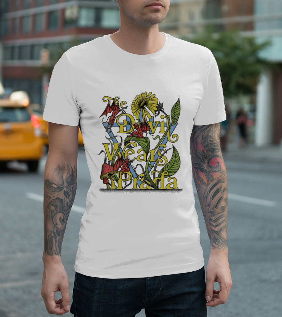 The Devil Wears Prada Flower Satan With Devils And Foliage T-Shirt
