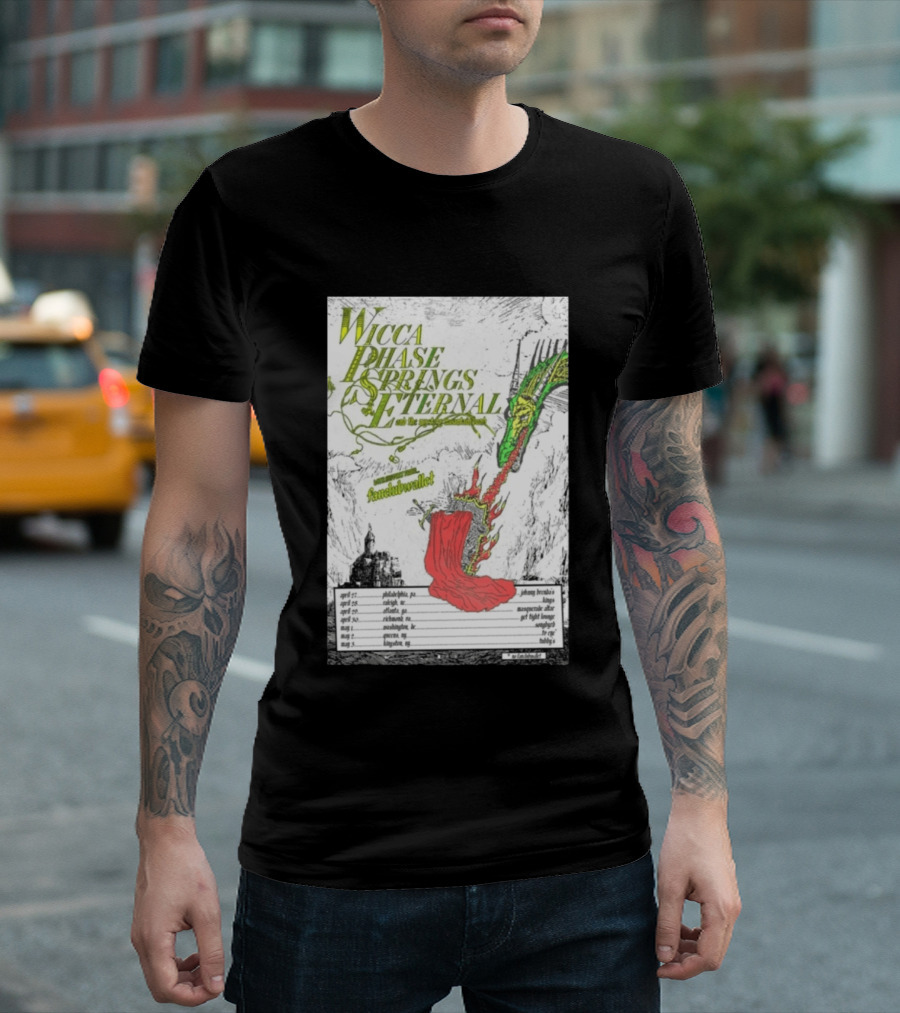 Wicca Phase Springs Eternal Tour 2026 With Fantasy Dragon Illustration And Tour Dates T-Shirt