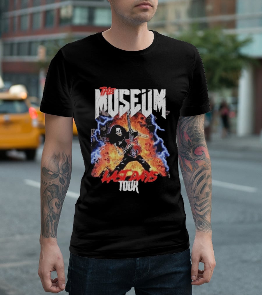 The Museum Last Days Tour Rock Star Electric Guitar Flames T-Shirt