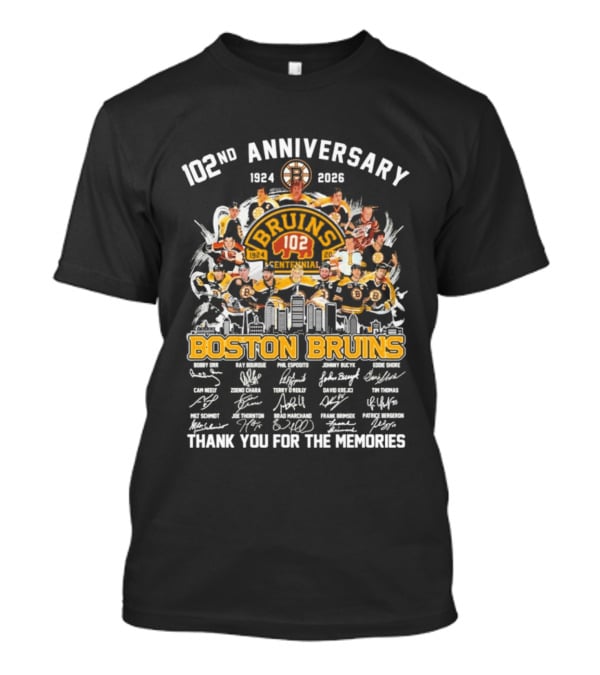 Boston Bruins 102nd Anniversary 1924 2026 Thank You For The Memories Signatures T-Shirt