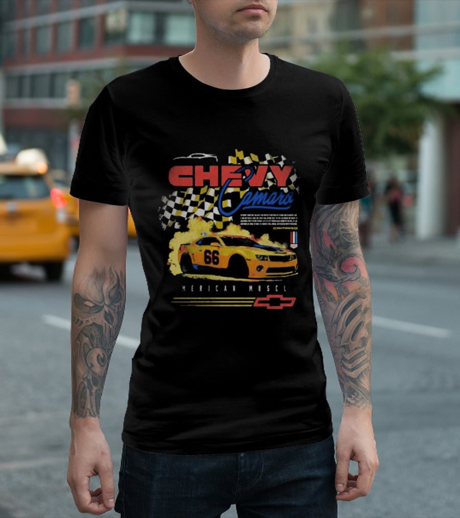 Chevy Camaro 55 American Muscle Race Car Faded Chevrolet T-Shirt