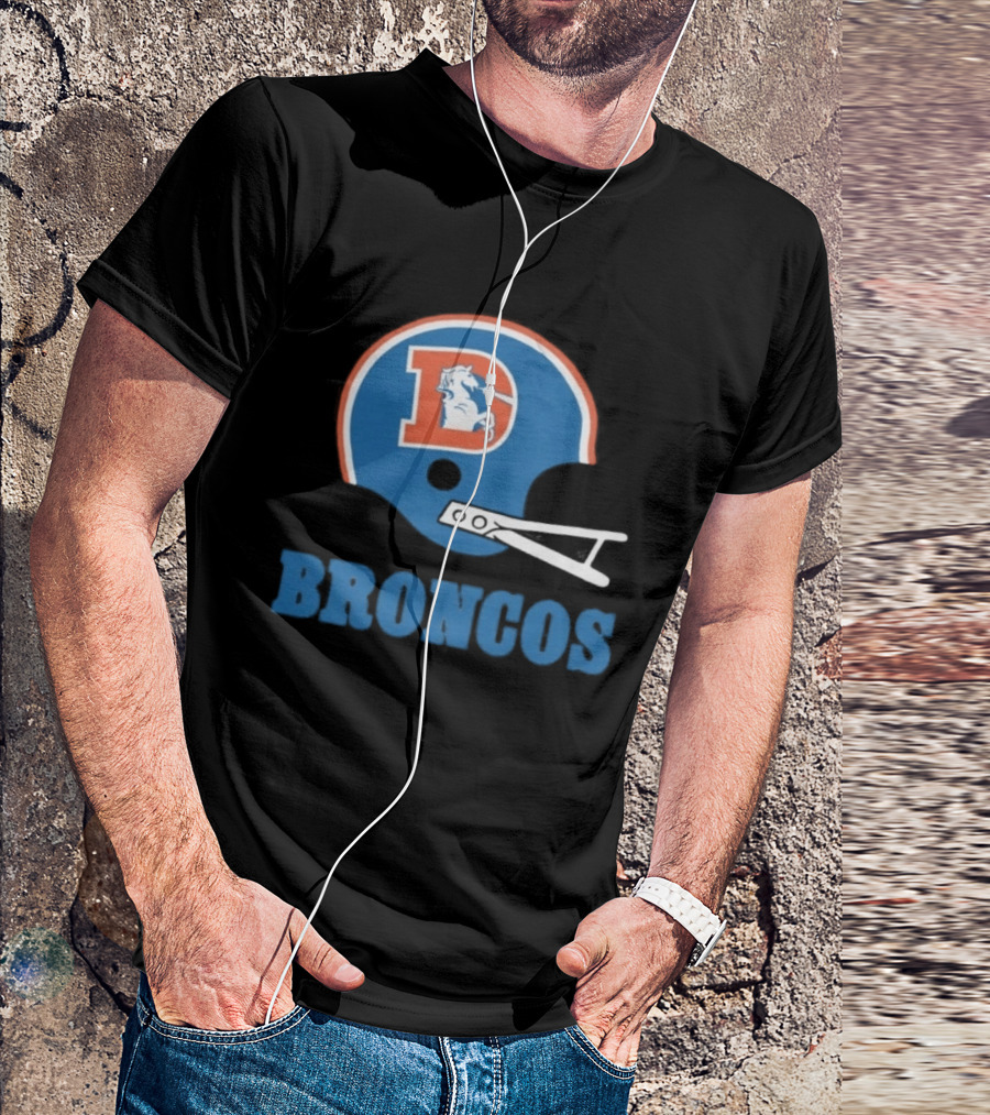 Denver Broncos Retro Football Helmet Graphic Broncos T-Shirt