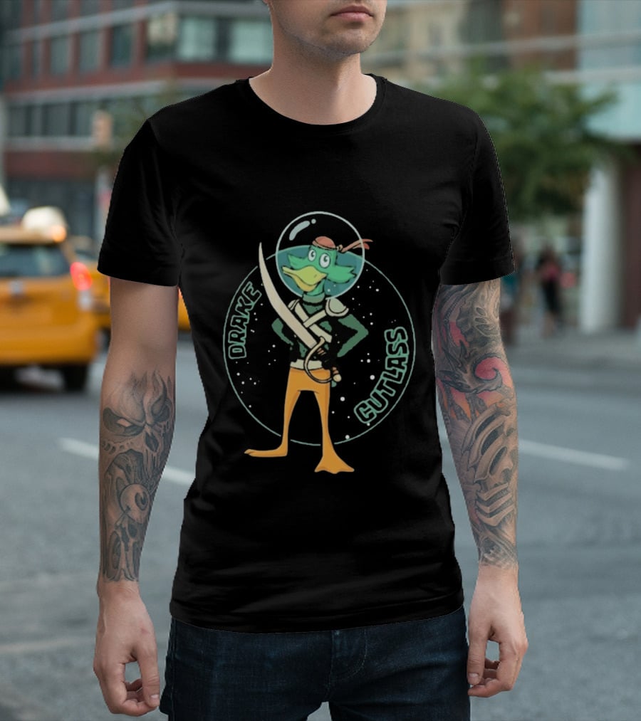 Drake Cutlass Duck Sword Space Adventure T-Shirt