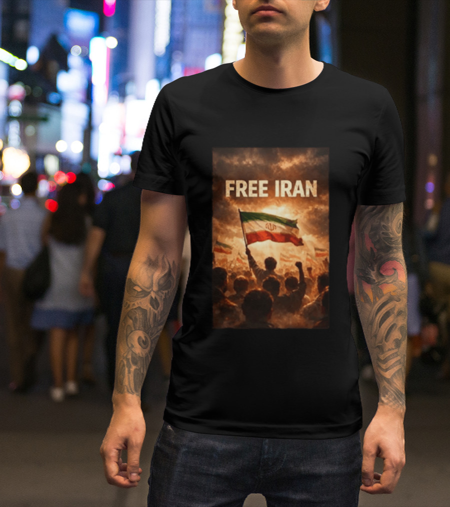 Free Iran Flag Protest With Crowd T-Shirt