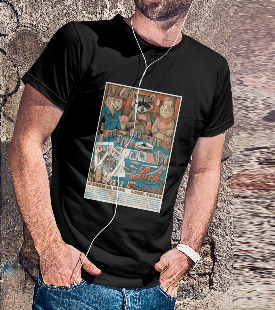 Luck Reunion March 19 2026 Luck Texas Poker Animals T-Shirt