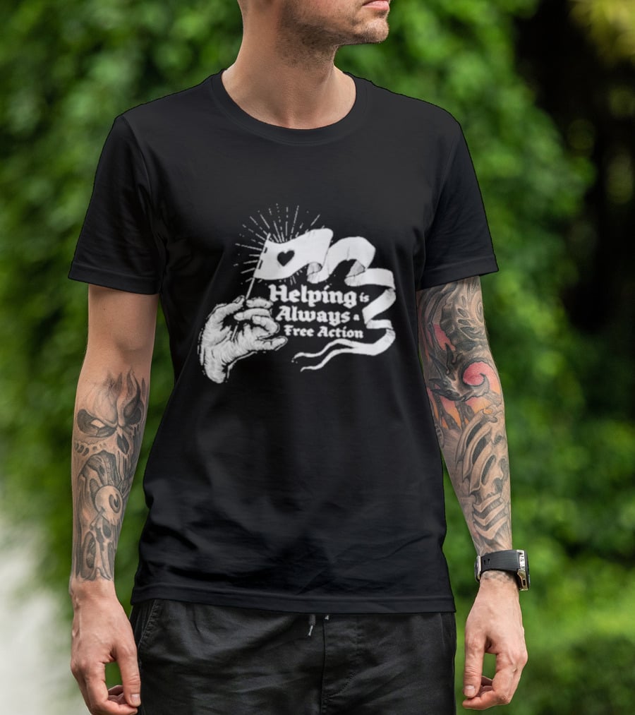 Mcelroy Helping Always Free Action Heart Banner Radiant T-Shirt