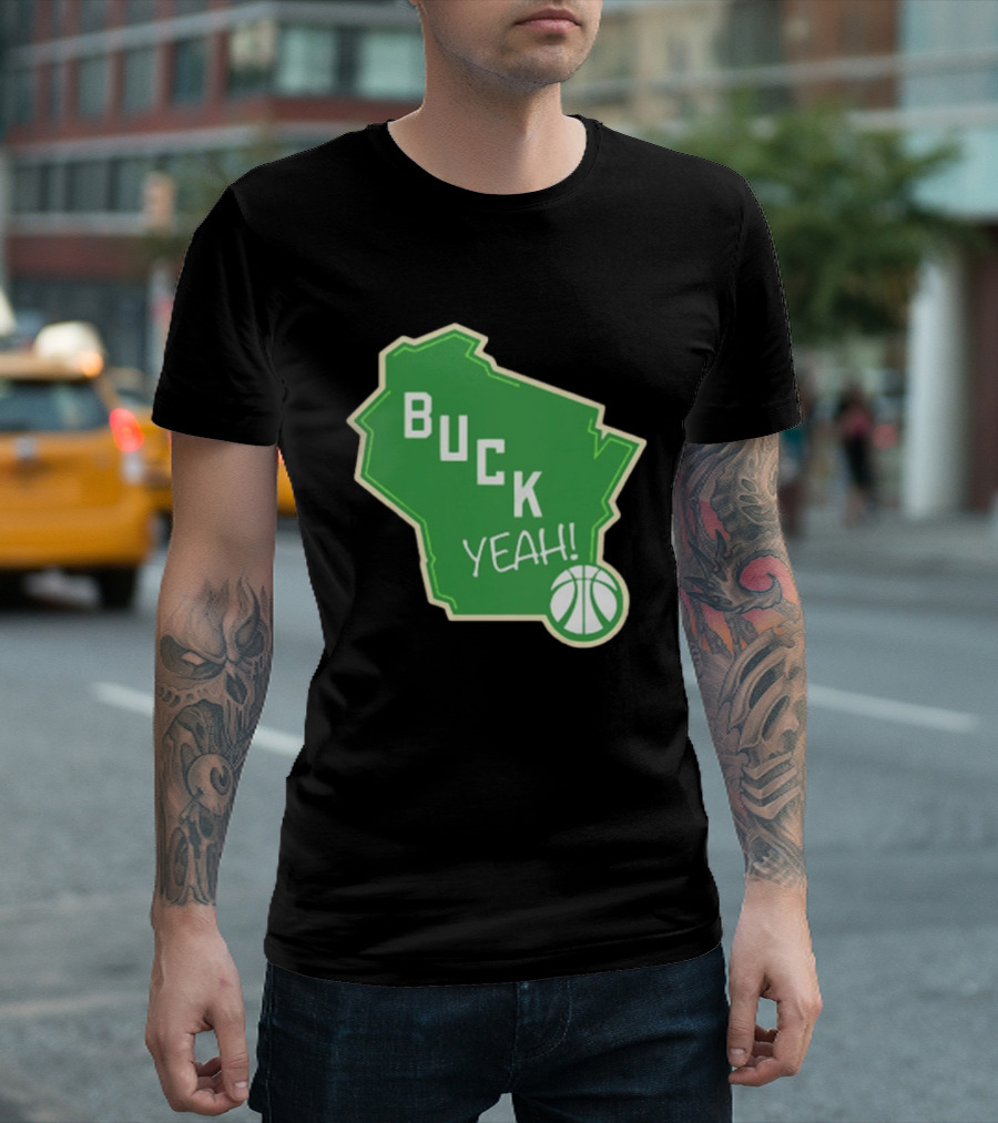 Buck Yeah Milwaukee Basketball Green Map T-Shirt