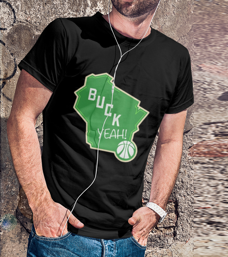 Buck Yeah Milwaukee Basketball Green Map T-Shirt