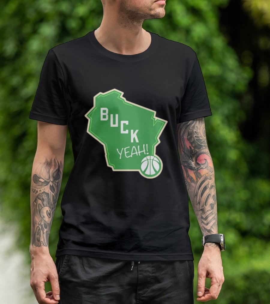 Buck Yeah Milwaukee Basketball Green Map T-Shirt